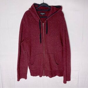 Vintage 90s Just Jeans Red Lambswool Knit Hooded Zip Hoodie Sweater XL
